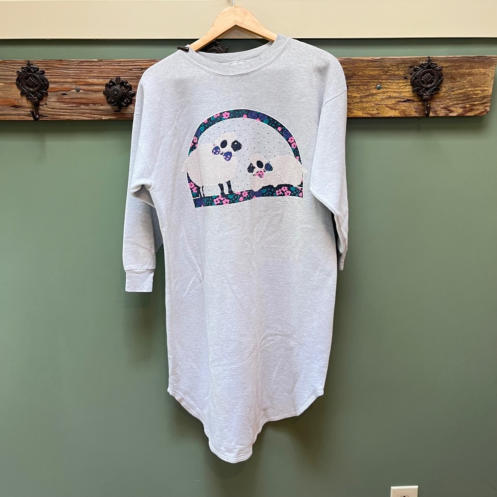 Vintage Gopher Sport Sheep Applique Sweatshirt Dress Heather Grey Womens Medium